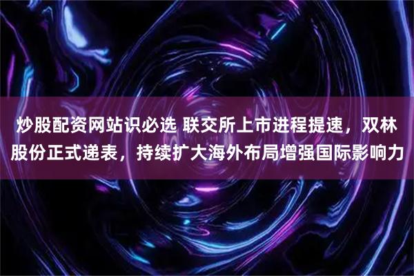 炒股配资网站识必选 联交所上市进程提速，双林股份正式递表，持续扩大海外布局增强国际影响力